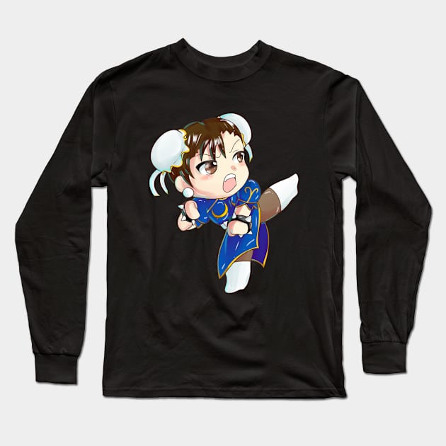 Chun Li Long Sleeve T-Shirt by Twinkly BunBun